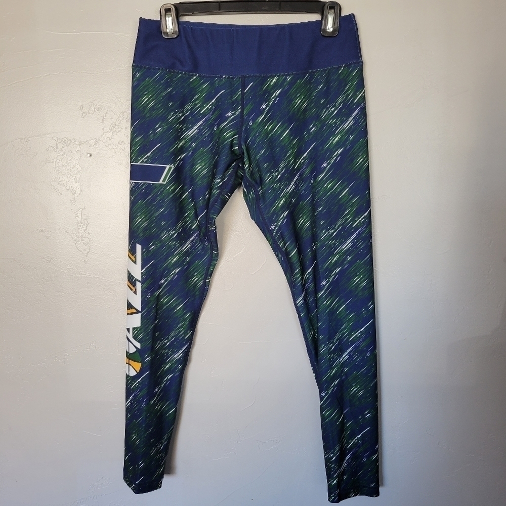 NBA Utah Jazz Leggings Navy Blue Green Large Workout Gym Athletic Basketball